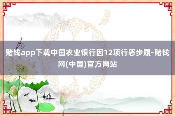 赌钱app下载中国农业银行因12项行恶步履-赌钱网(中国)官方网站